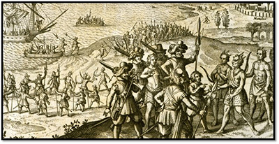 Theodor de Bry, “Negotiating Peace with the Indians,” 1634